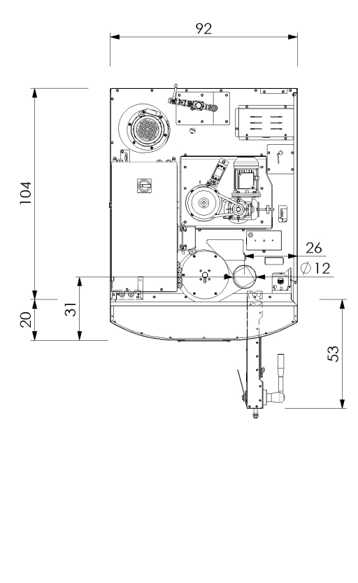 Piec piekarniczy obrotowy MINICOMBO E 40X60 8T schemat góra