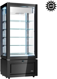 Witryna mroźnicza KD8ATSX | –22 °C / +5 °C | drzwi lewe | Luxor New Style cała witryna cukiernicza czarna, półki szklane