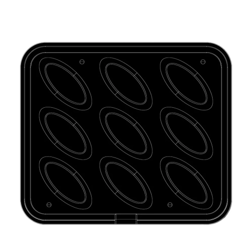 Forma do tartaletek do urządzeń COOKMATIC | 9 tartaletek 125x60x20 mm | PIASTRA 121, kształt i ilość tartaletek
