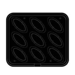 Forma do tartaletek do urządzeń COOKMATIC | 9 tartaletek 125x60x20 mm | PIASTRA 121, kształt i ilość tartaletek