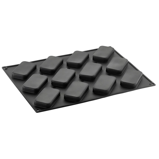 Forma silikonowa do monoporcji z wykrojnikiem | 12 wnęk 92x50x15 mm | PX4337S forma do monoporcji czarna