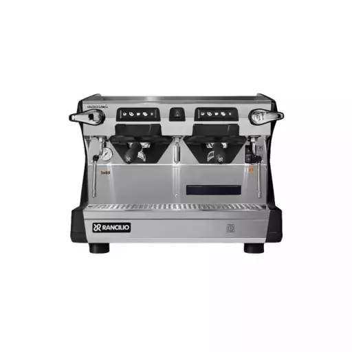 czarny ekspres, 2 kolby, led, czarny kolor, front