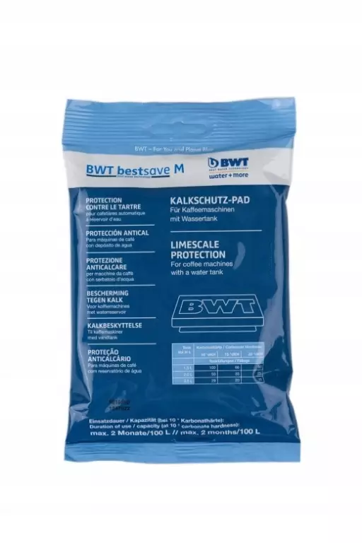 Filtr do wody do ekspresu do kawy BWT BestSave M, niebieskie opakowanie, filtr rozmiar M