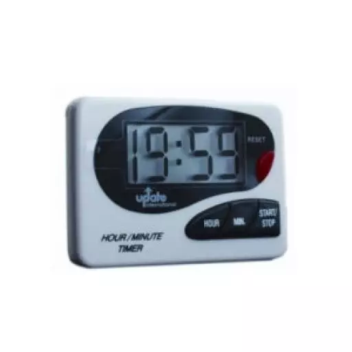 Timer kuchenny z magnesem, minutnik kuchenny, 701059, biały, duże przyciski, na magnes, wyświetlacz LCD, zapinka