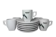 Filiżanka do espresso 75 ml ze spodkiem, 6 szt., Marsali P5112, porcelana, spodek, biała, zestaw