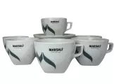 Filiżanka do cappuccino 313 ml ze spodkiem, 6 szt., Marsali P5636, porcelana, biała, zestaw