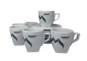 Filiżanka do cappuccino 180 ml ze spodkiem, 6 szt., Marsali P5113, porcelana, biała, spodek, zestaw