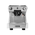 Ekspres do kawy RANCILIO CLASSE 5S 1GR TALL, biały, LED, front, kolba z czarnym uchwytem, srebrno biały, led