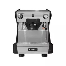 Ekspres do kawy RANCILIO CLASSE 5S 1GR TALL, czarny, LED, front, kolba z czarnym uchwytem, srebrno czarny