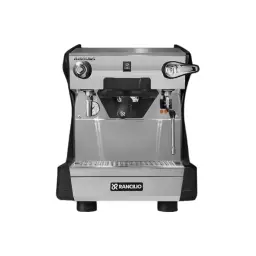 Ekspres do kawy RANCILIO CLASSE 5 USB 1GR TALL, czarny, LED, C-lever, front, kolba z czarnym uchwytem, srebrno czarny