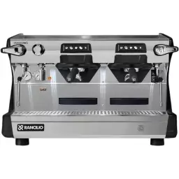 Ekspres do kawy RANCILIO CLASSE 5 USB 2GR TALL, czarny, LED, C-lever, front, 2 kolby, światła led, czarno srebrny, dźwignia C-lever