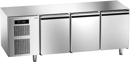 Stół chłodniczy SAGI KBS21 3-drzwiowy, bez blatu roboczego, EN 60x40, -2/+8°C, PASTRY, BAKERY, cały stół, chłodnia, stal nierdzewna