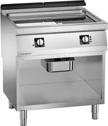 Płyta grillowa elektryczna gładka/ryflowana ANGELO PO 1S1FT6E na szafce ze stali nierdzewnej AISI 304, całe urządzenie