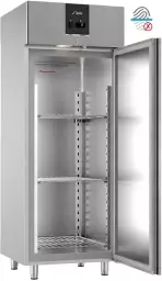 Szafa chłodnicza gastronomiczna SAGI HD7T GN 2/1, jednodrzwiowa, Shine Prime, front i wnętrze urządzenia
