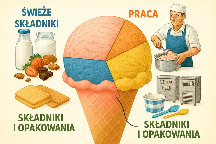 Koszty produkcji jednej gałki lodów